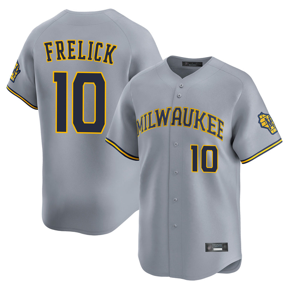 M.Brewers #10 Sal Frelick Player Gray Home Limited Gdoa Stitched Jerseys