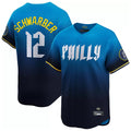 P.Phillies #12 Kyle Schwarber Player Blue City Connect Home Limited Stitched Jerseys