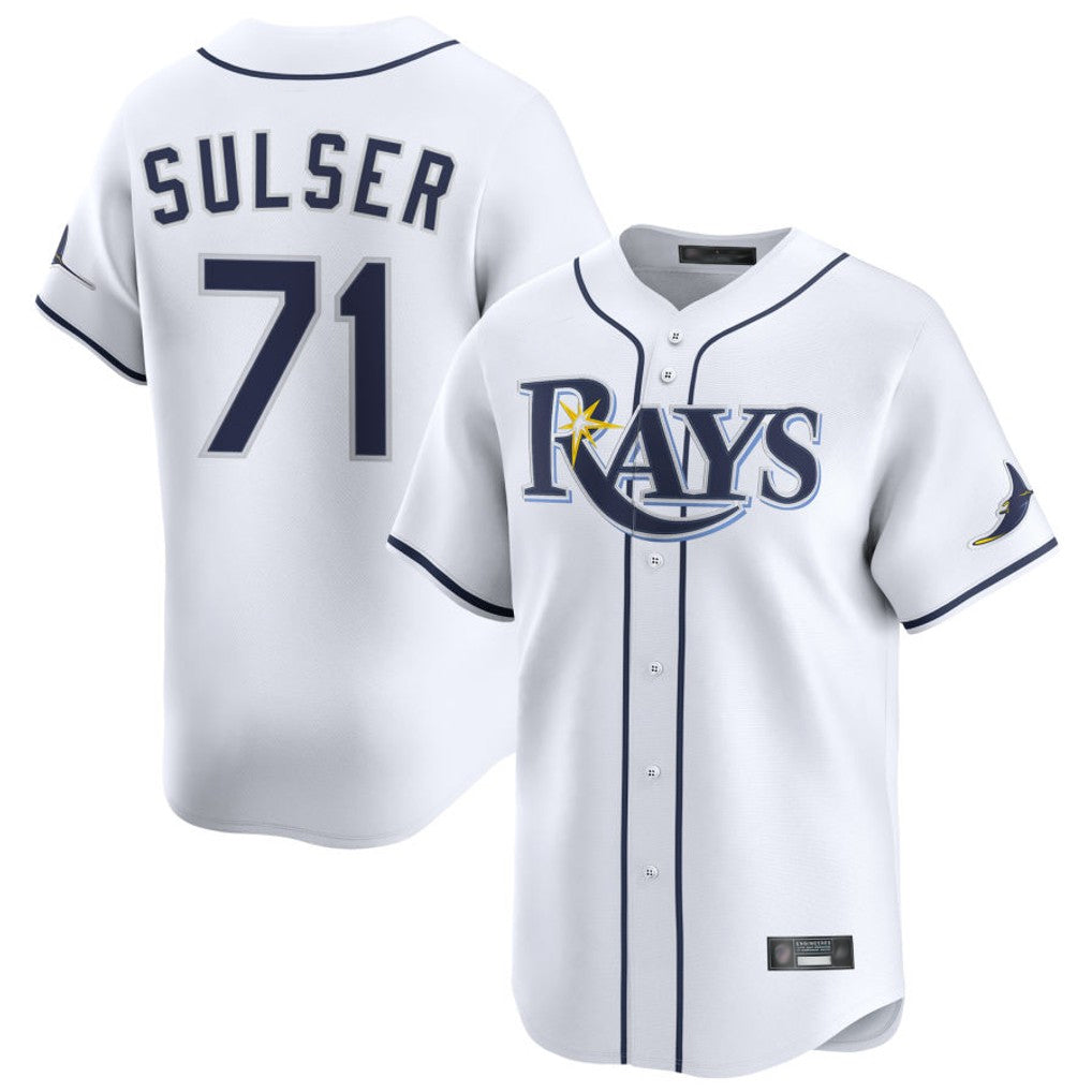 T.Bay Rays #71 Cole Sulser Player White Home Limited Stitched Jerseys