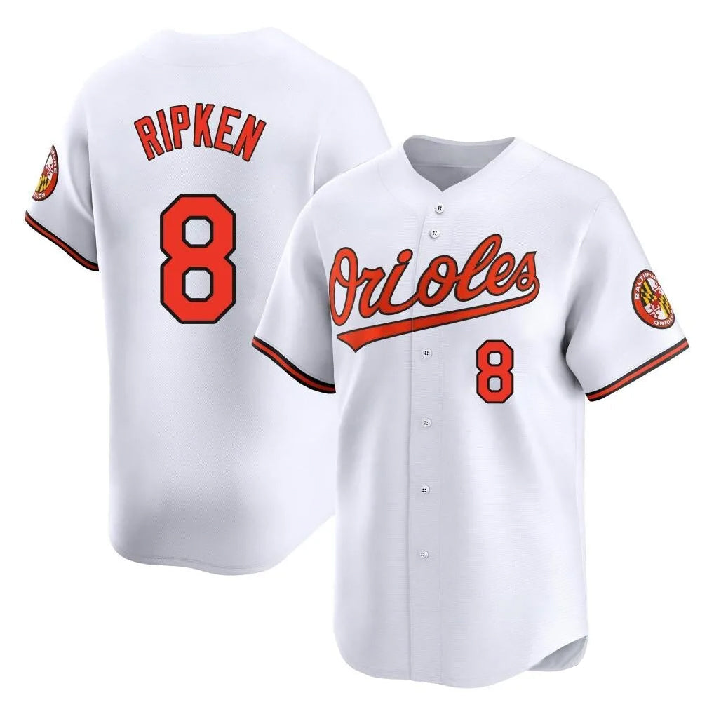 B.Orioles #8 Cal Ripken Player White Limited Home Game Gdoa Stitched Jerseys