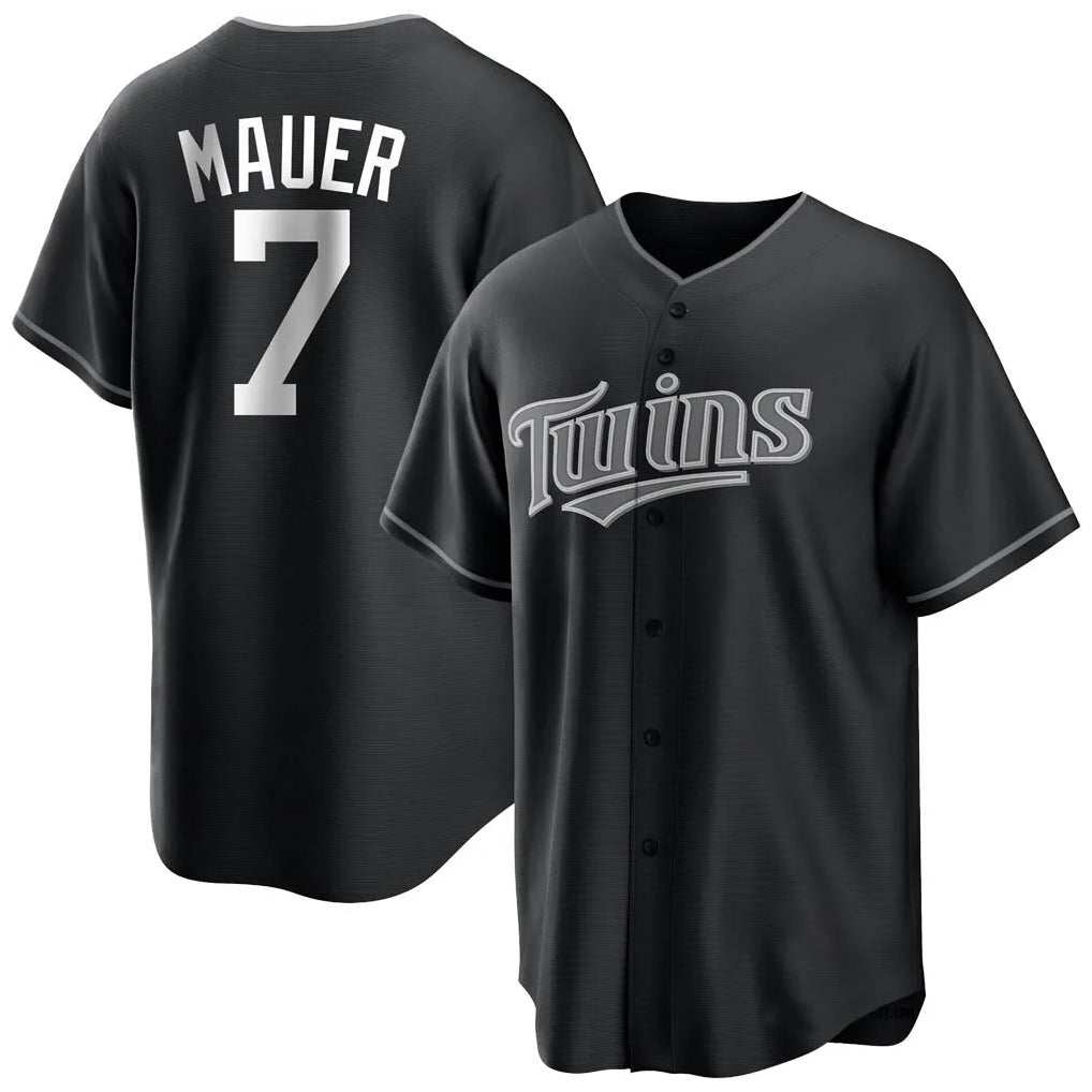 M.Twins #7 Joe Mauer Player Black Home Game Gdoa Stitched Jerseys