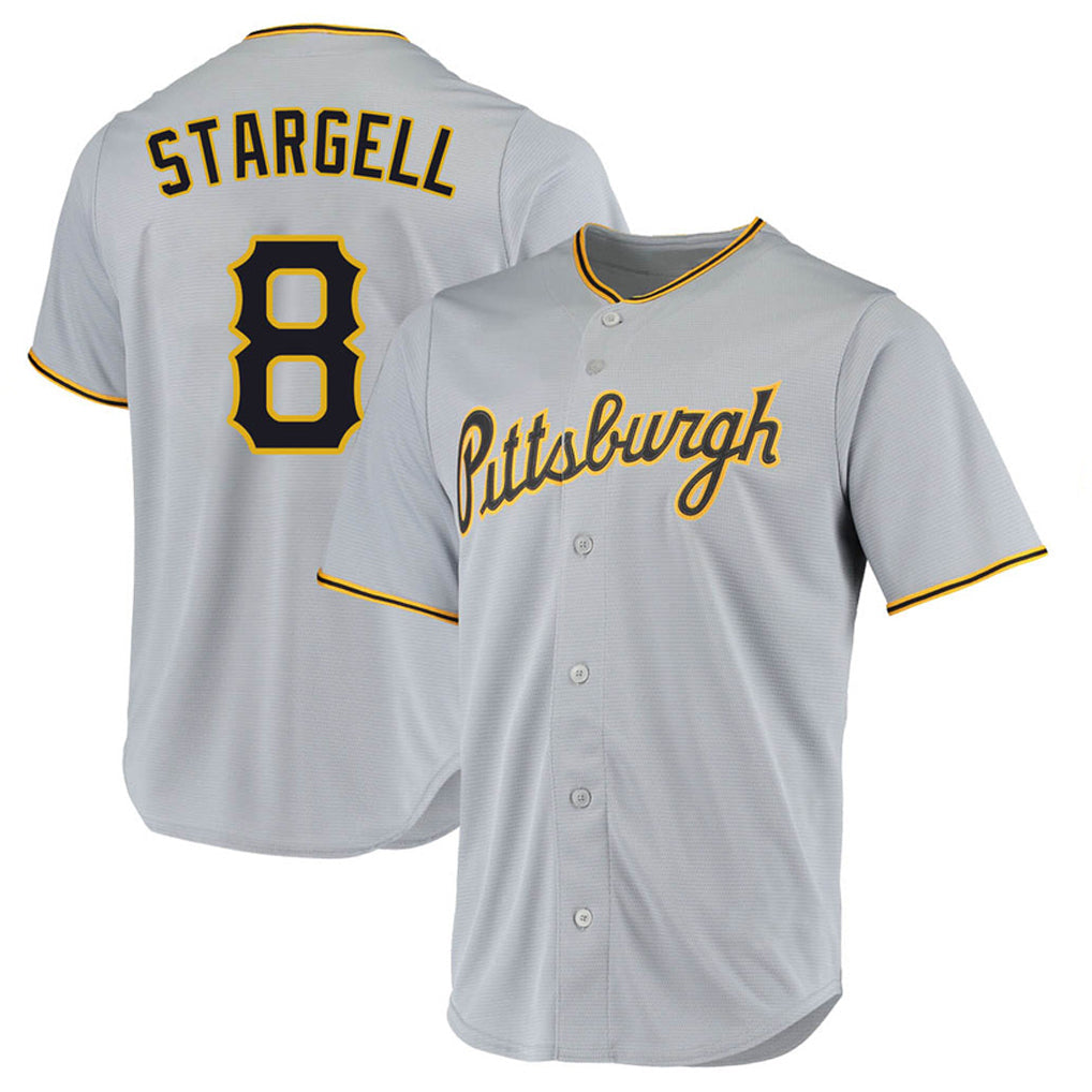 P.Pirates #8 Willie Stargell Player Gray Road Home Game Stitched Jerseys