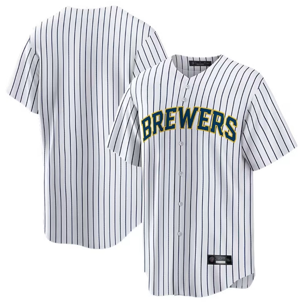 M.Brewers ## Brewers Blank Player White Stripes Home Game Gdoa Stitched Jerseys
