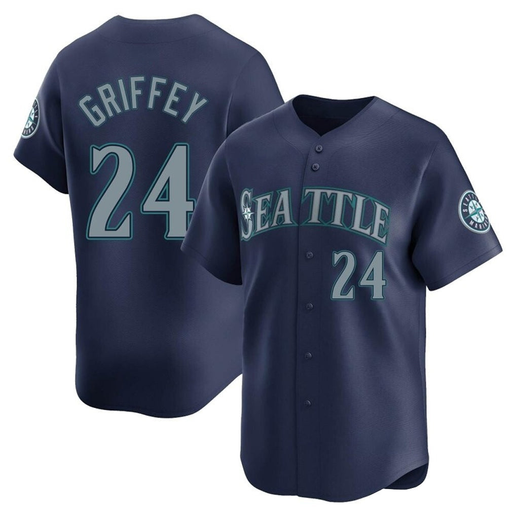 S.Mariners #24 Ken Griffey Jr Player Navy Home Limited Stitched Jerseys