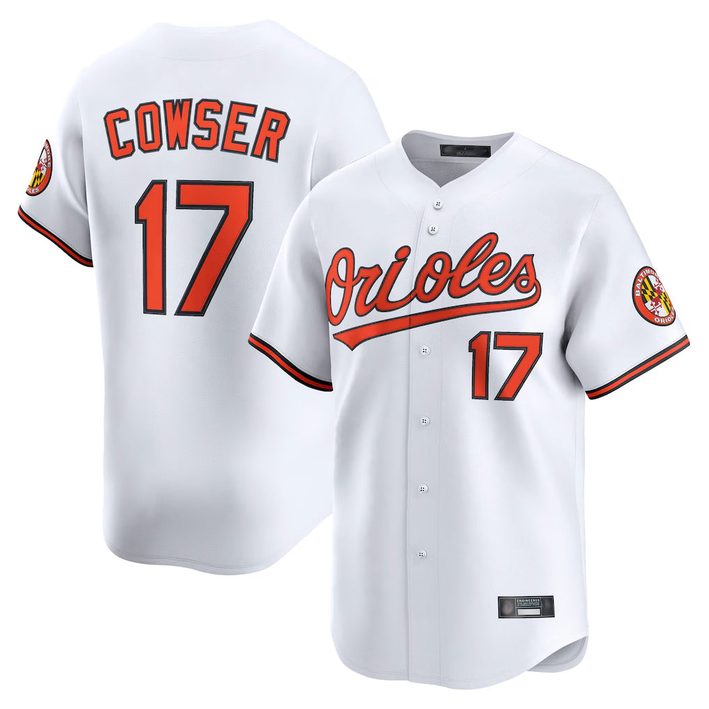 B.Orioles #17 Colton Cowser Player White Limited Home Game Gdoa Stitched Jerseys