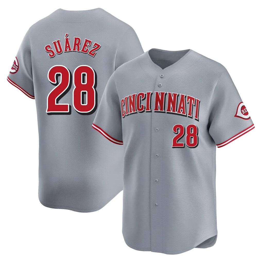 C.Reds #28 Eugenio Su¨¢rez Player Gray Home Limited Gdoa Stitched Jerseys