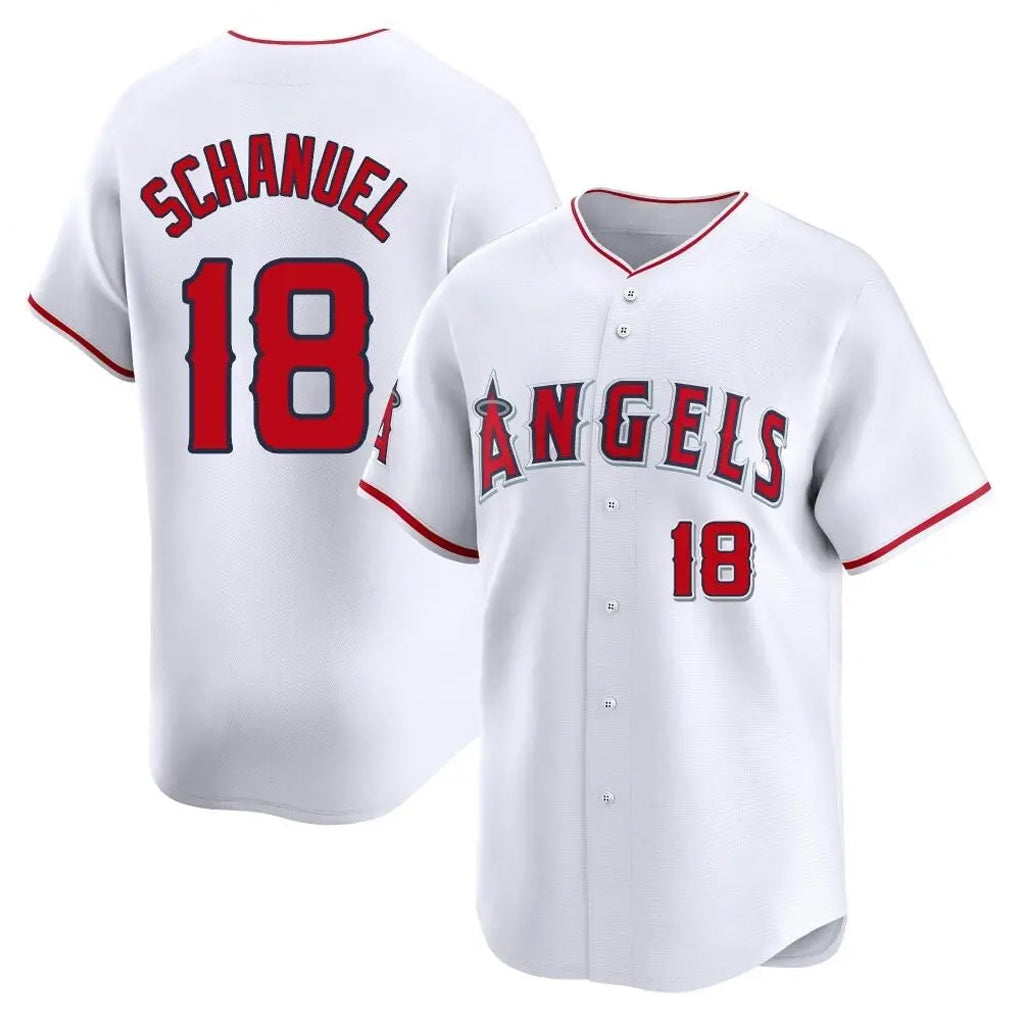LA.Angels #18 Nolan Schanuel Player White Limited Home Gdoa Stitched Jerseys