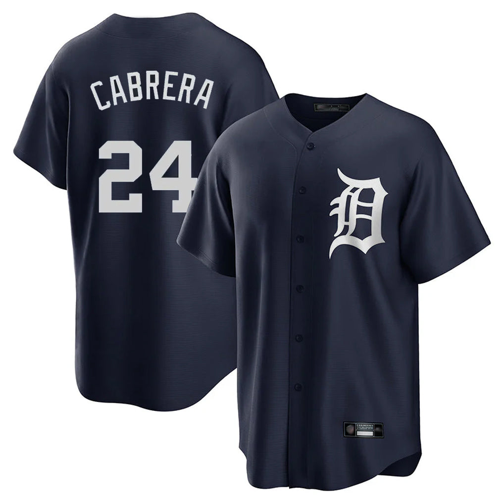 D.Tigers #24 Miguel Cabrera Player Navy Game Home Gdoa Stitched Jerseys