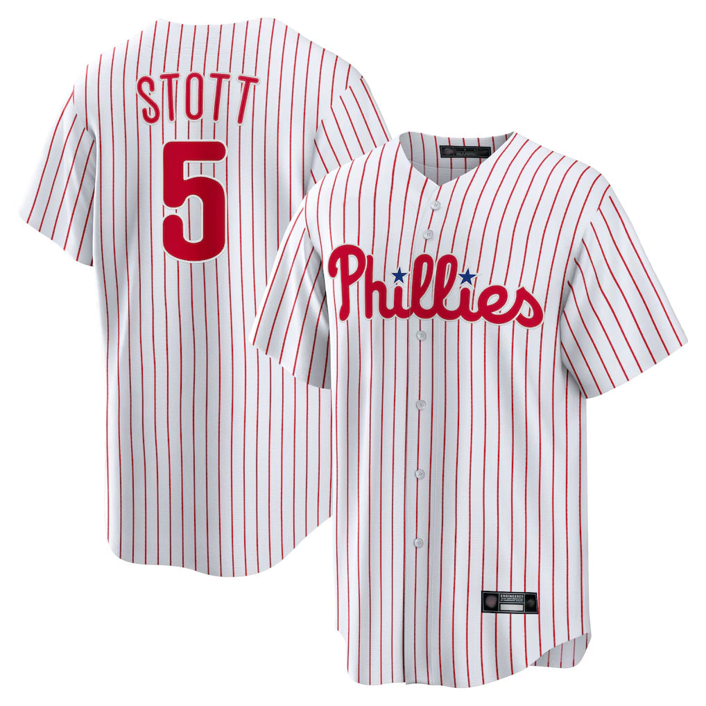 P.Phillies #5 Bryson Stott Player White Home Game Gdoa Stitched Jerseys