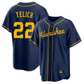 M.Brewers #22 Christian Yelich Player Navy Home Game Gdoa Stitched Jerseys