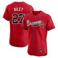 A.Braves #27 Austin Riley Player Red Limited Elite Home Game Gdoa Stitched Jerseys