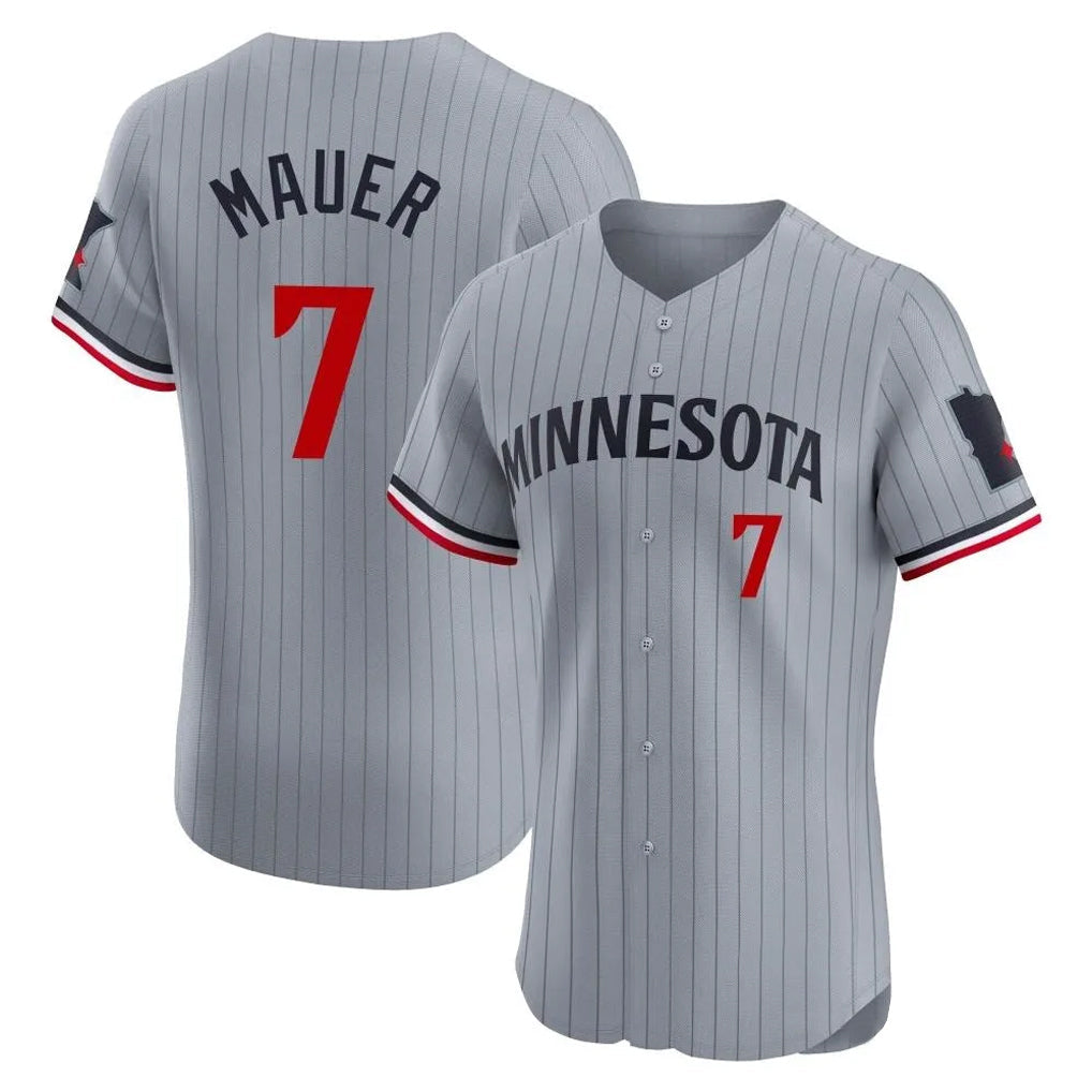 M.Twins #7 Joe Mauer Player Gray Home Limited Elite Gdoa Stitched Jerseys
