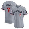 M.Twins #7 Joe Mauer Player Gray Home Limited Elite Gdoa Stitched Jerseys