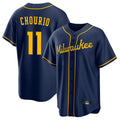 M.Brewers #11 Jackson Chourio Player Navy Home Game Gdoa Stitched Jerseys