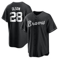 A.Braves #28 Matt Olson Player Black Home Game Gdoa Stitched Jerseys