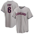 C.Guardians #6 David Fry Player Gray Game Home Gdoa Stitched Jerseys