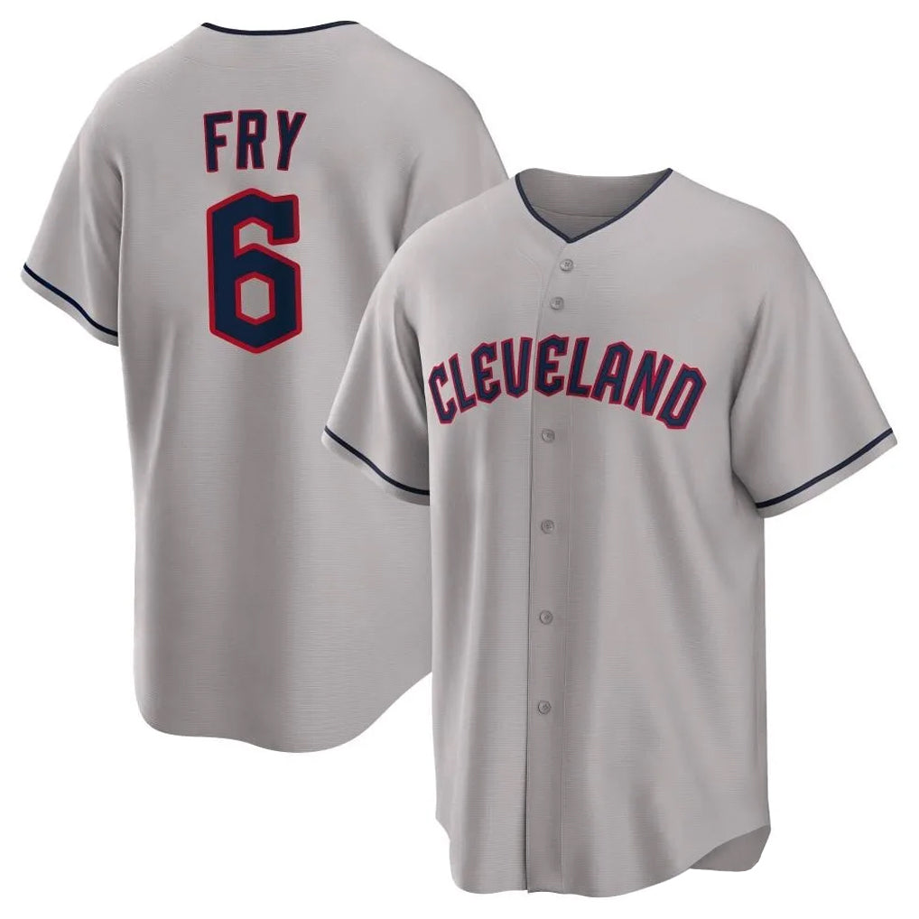 C.Guardians #6 David Fry Player Gray Game Home Gdoa Stitched Jerseys