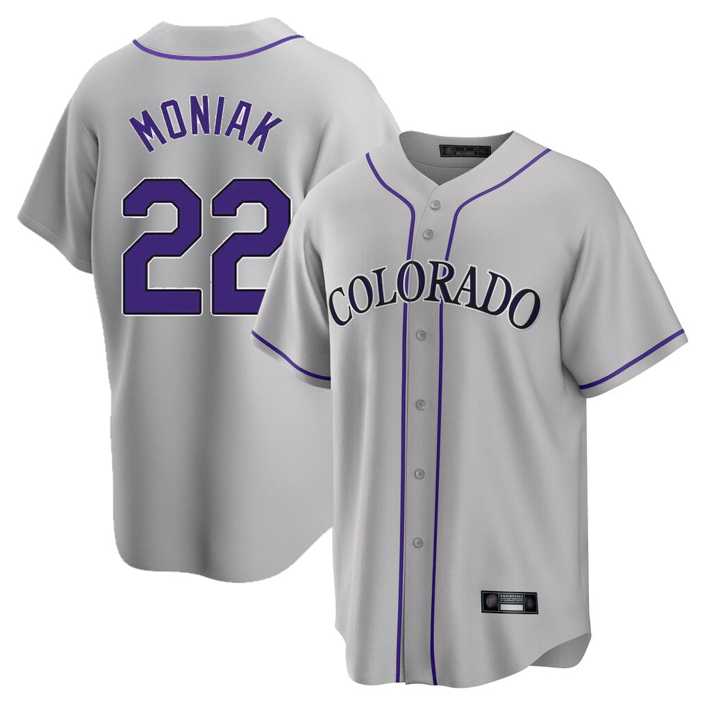 C.Rockies #22 Mickey Moniak Player Gray Game Home Gdoa Stitched Jerseys