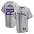 C.Rockies #22 Mickey Moniak Player Gray Game Home Gdoa Stitched Jerseys