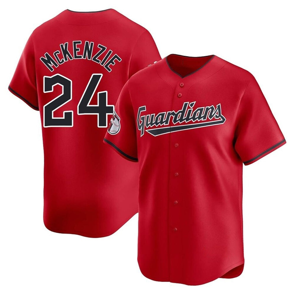 C.Guardians #24 Triston McKenzie Player Red Limited Home Gdoa Stitched Jerseys