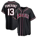 LA.Angels #13 Drew Pomeranz Player Black Fashion Out Home Game Gdoa Stitched Jerseys