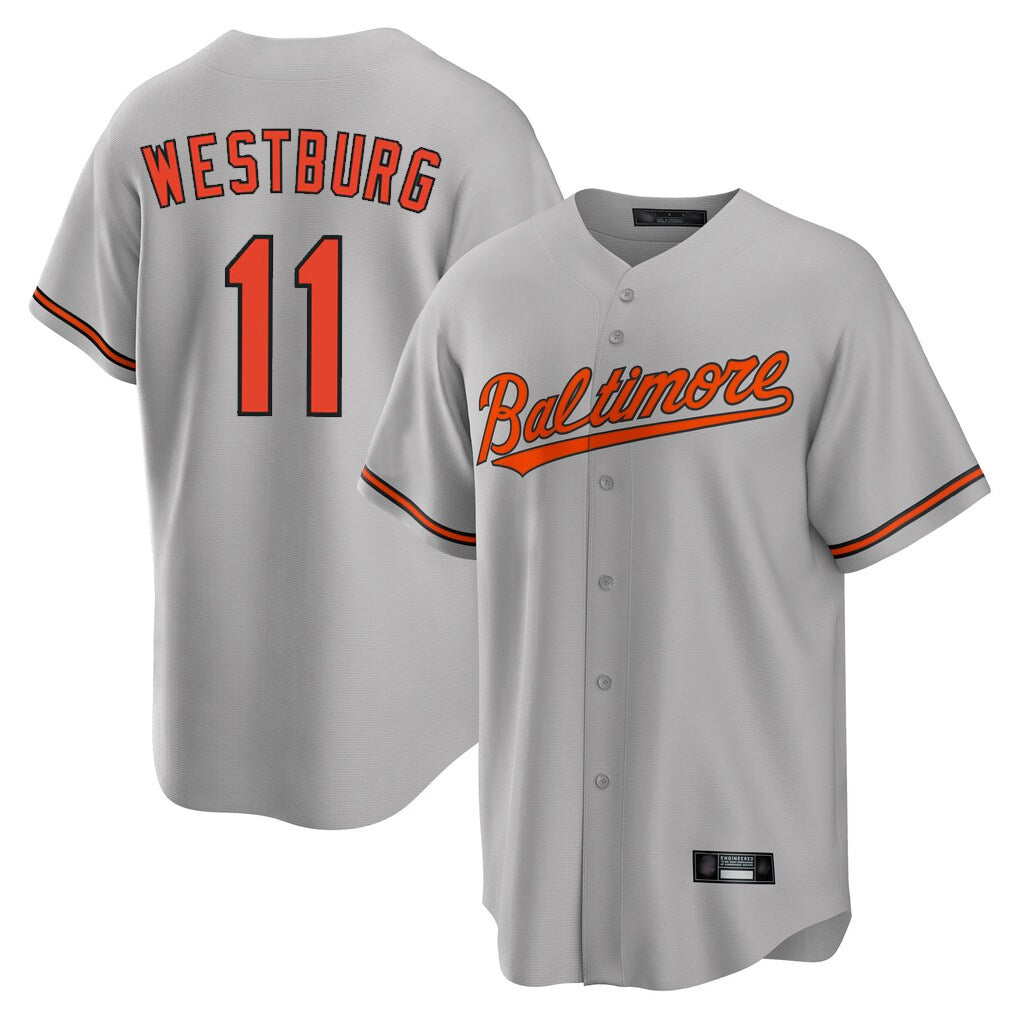 B.Orioles #11 Jordan Westburg Player Gray Home Game Gdoa Stitched Jerseys