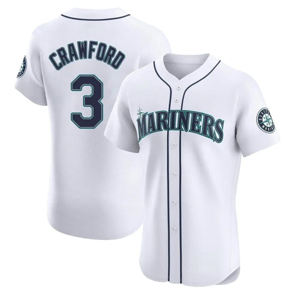 S.Mariners #3 J.P. Crawford Player White Home Limited Elite Stitched Jerseys
