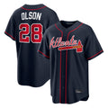 A.Braves #28 Matt Olson Player Navy Home Game Gdoa Stitched Jerseys