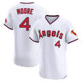 LA.Angels #4 Christian Moore Player White T-shirt Home Limited Elite Gdoa Stitched Jerseys