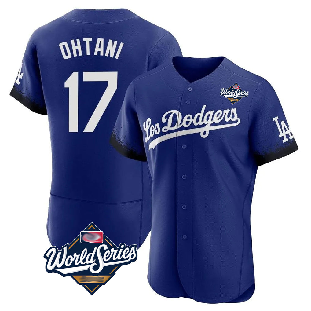 LA.Dodgers #17 Shohei Ohtani Player Royal World Series City Connect Elite Home Gdoa Stitched Jerseys