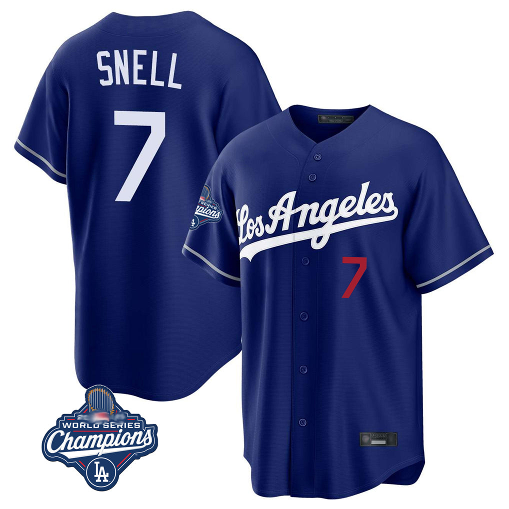 LA.Dodgers #7 Blake Snell Player Royal Game World Series Meet Home Gdoa Stitched Jerseys