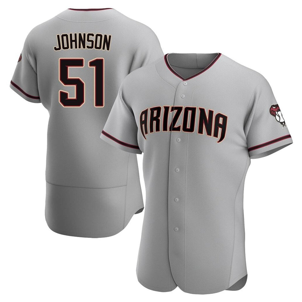 A.Diamondbacks #51 Randy Johnson Player Gray Authentic Road Stitched Jerseys