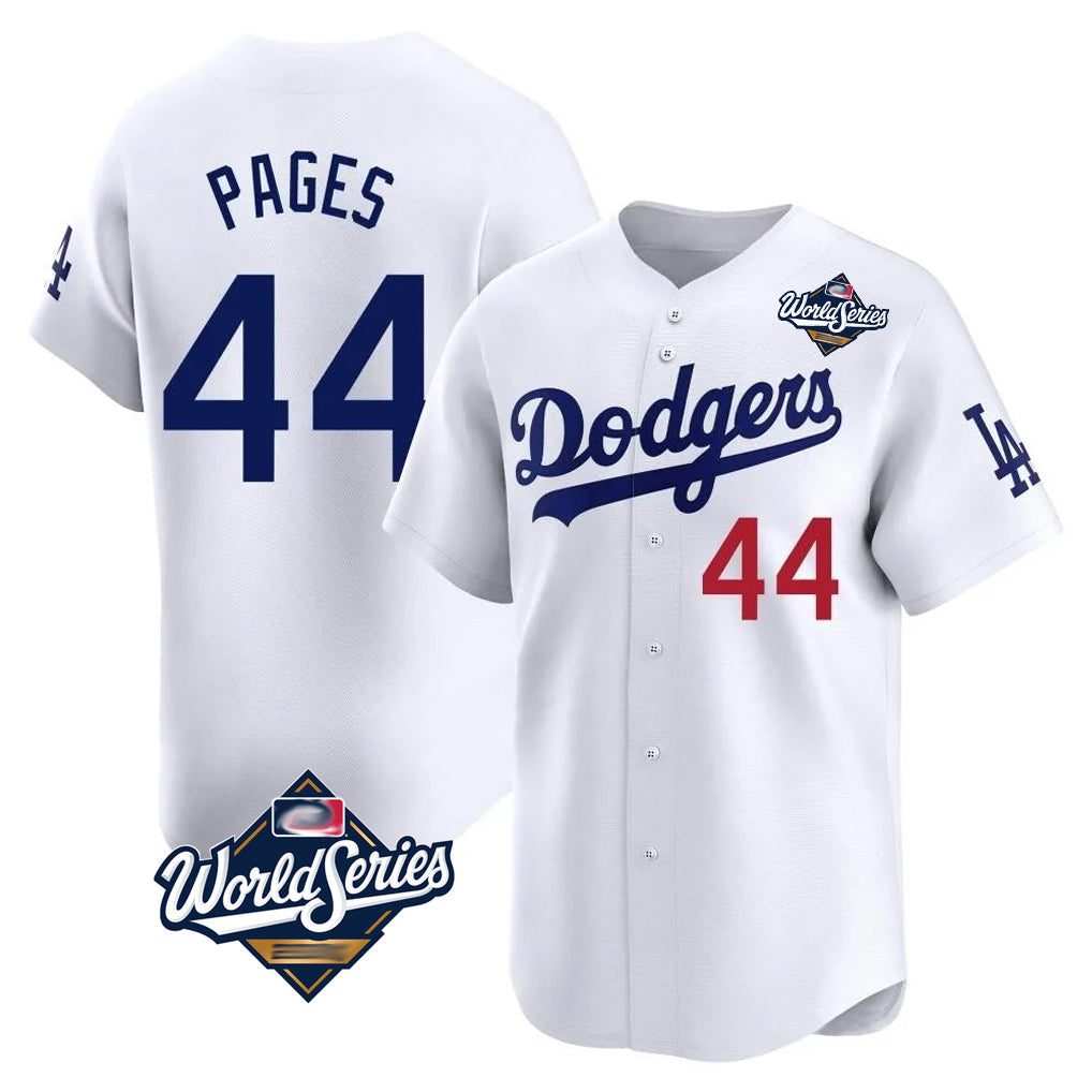 LA.Dodgers #44 Andy Pages Player White World Series Limited Home Gdoa Stitched Jerseys