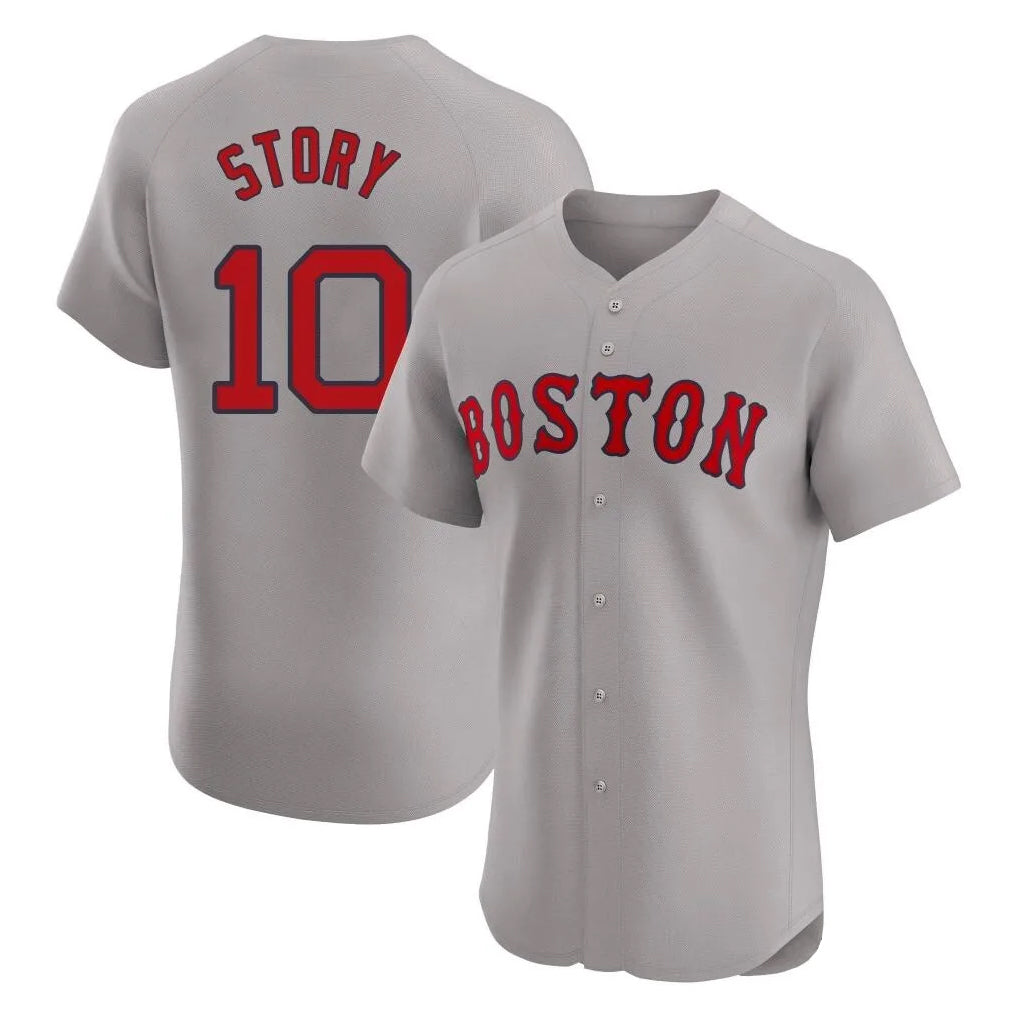 B.Red Sox #10 Trevor Story Player Gray Road Limited Elite Home Game Gdoa Stitched Jerseys