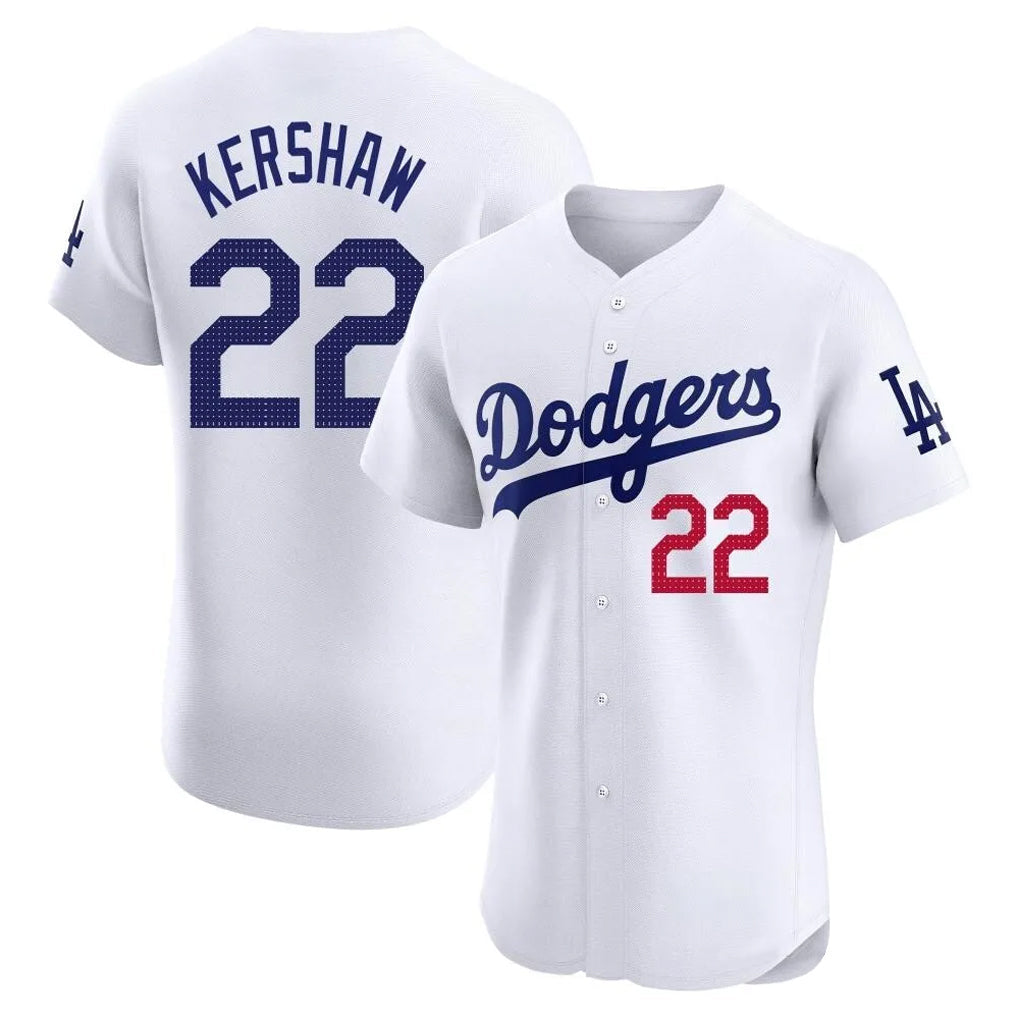 LA.Dodgers #22 Clayton Kershaw Player White Limited Elite Gdoa Stitched Jerseys