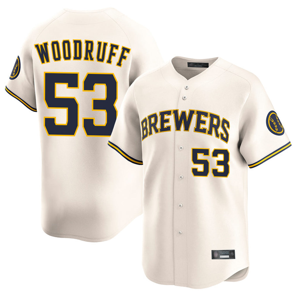 M.Brewers #53 Brandon Woodruff Player Cream Home Limited Game Gdoa Stitched Jerseys
