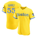 B.Red Sox #55 Ranger Su¨¢rez Player Yellow Limited Elite Home Game Gdoa Stitched Jerseys
