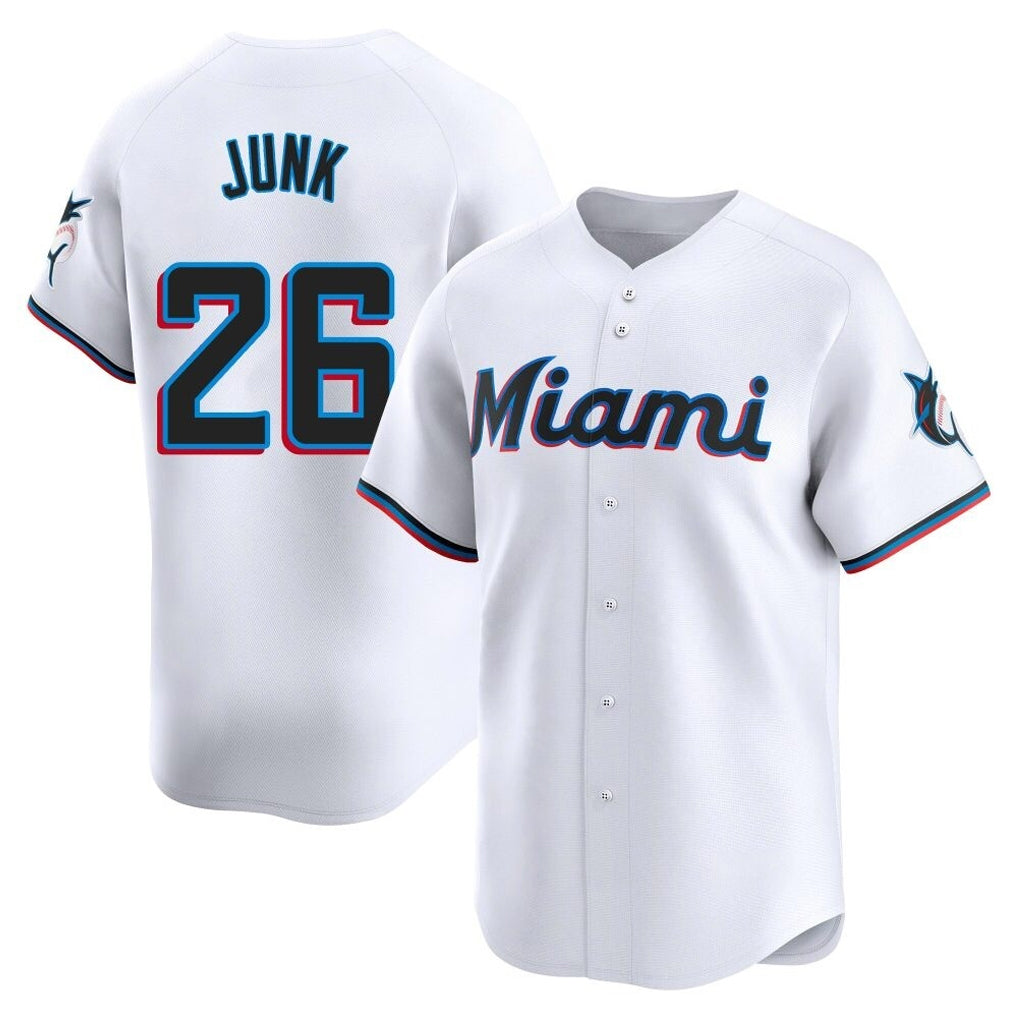 M.Marlins #26 Janson Junk Player White  Home Limited Gdoa Stitched Jerseys