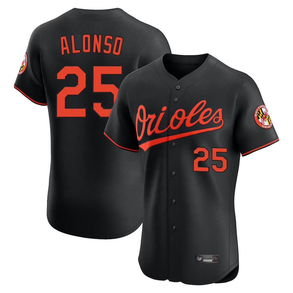 B.Orioles #25 Pete Alonso Player Black Limited Elite Home Game Gdoa Stitched Jerseys