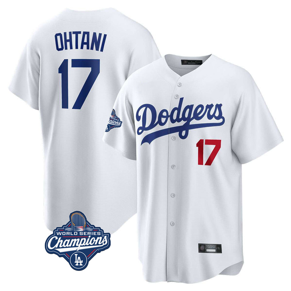 LA.Dodgers #17 Shohei Ohtani Player White World Series Meet Home Game Gdoa Stitched Jerseys