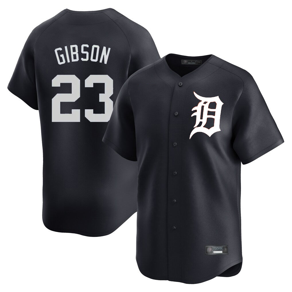 D.Tigers #23 Kirk Gibson Player Navy Home Limited Game Gdoa Stitched Jerseys