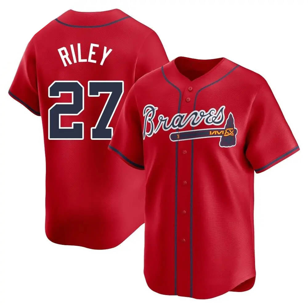 A.Braves #27 Austin Riley Player Red Limited Alternate Stitched Jerseys
