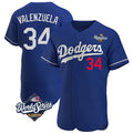 LA.Dodgers #34 Fernando Valenzuela Player Royal World Series Limited Elite Home Gdoa Stitched Jerseys