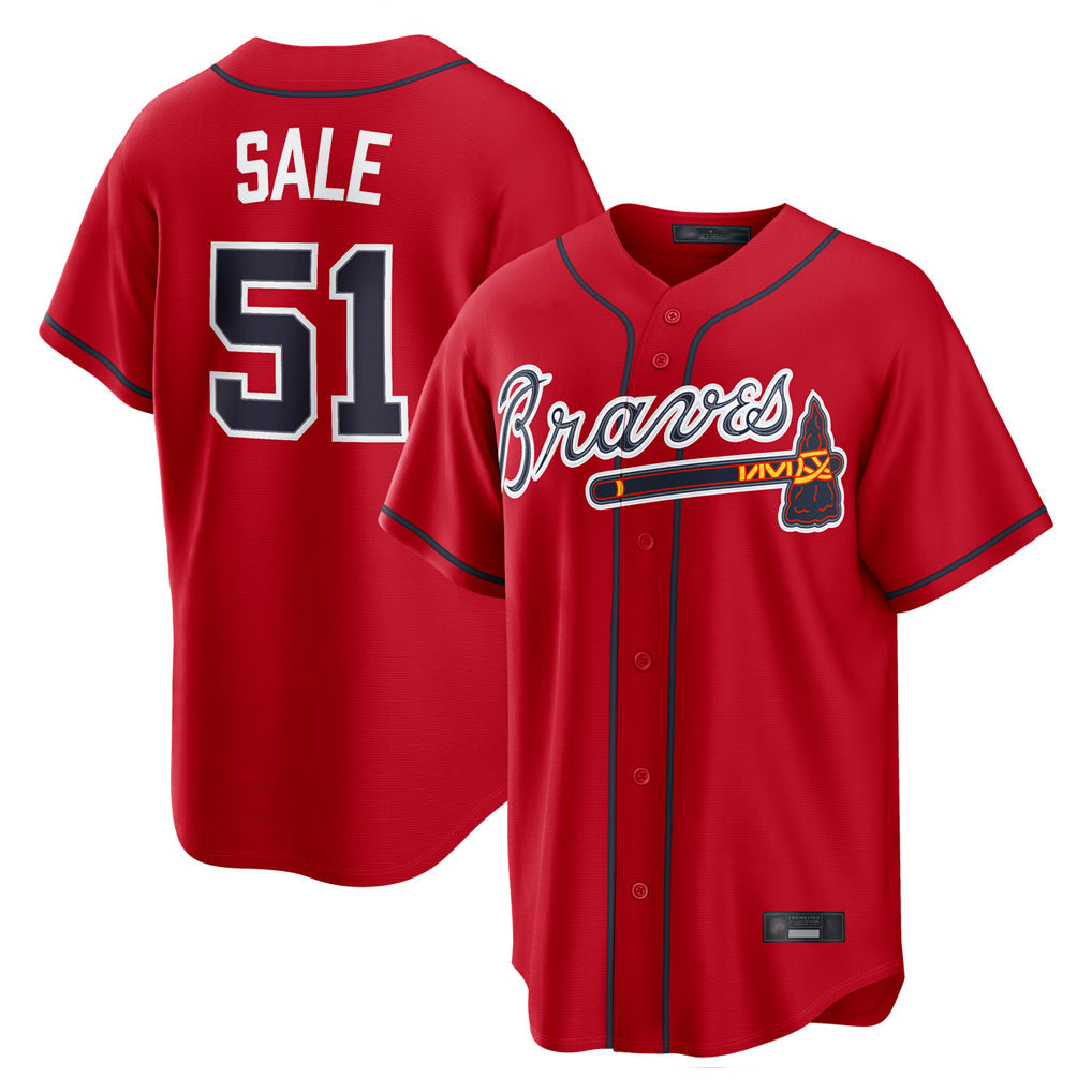 A.Braves #51 Chris Sale Player Red Home Game Gdoa Stitched Jerseys