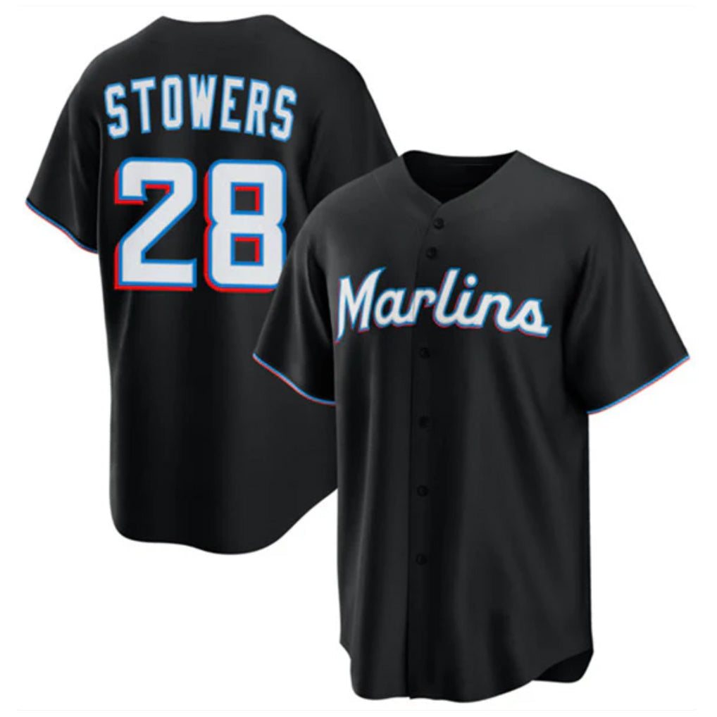 M.Marlins #28 Kyle Stowers Player Black  Home Game Gdoa Stitched Jerseys