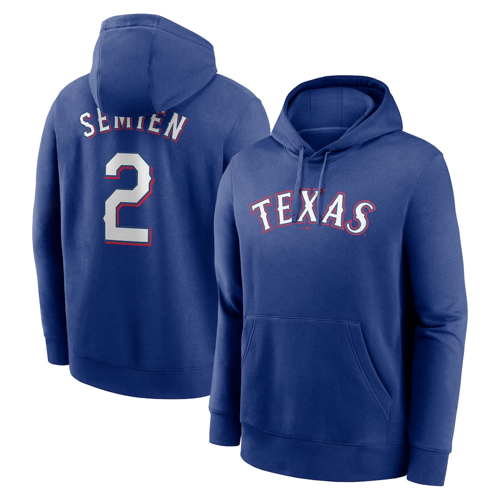 T.Rangers #2 Marcus Semien Player Royal Pullover Hoodie Gdoa Stitched Jerseys