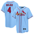 St. Louis Cardinals #4 Yadier Molina Player Light Blue Home Game Stitched Jerseys