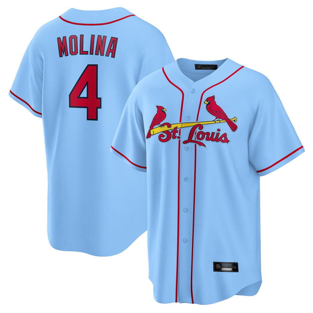 St. Louis Cardinals #4 Yadier Molina Player Light Blue Home Game Stitched Jerseys