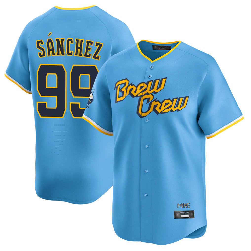 M.Brewers #99 Gary Sanchez Player Light Blue City Connect Home Limited Gdoa Stitched Jerseys