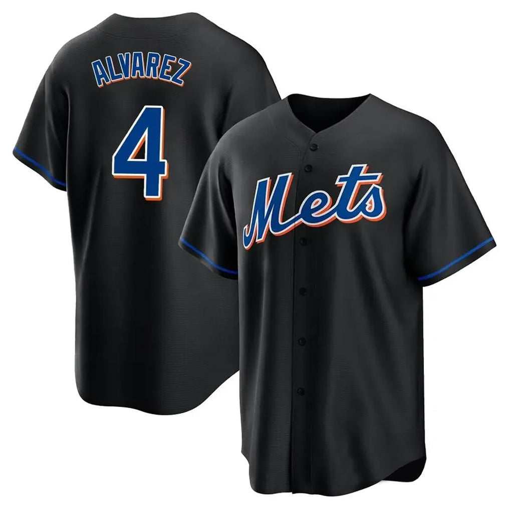 NY.Mets #4 Francisco Alvarez Player Black Replica Home Game Stitched Jerseys